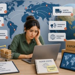 Pelaku UMKM menghadapi kendala ekspor digital seperti regulasi internasional, logistik, sertifikasi produk, dan pemasaran global