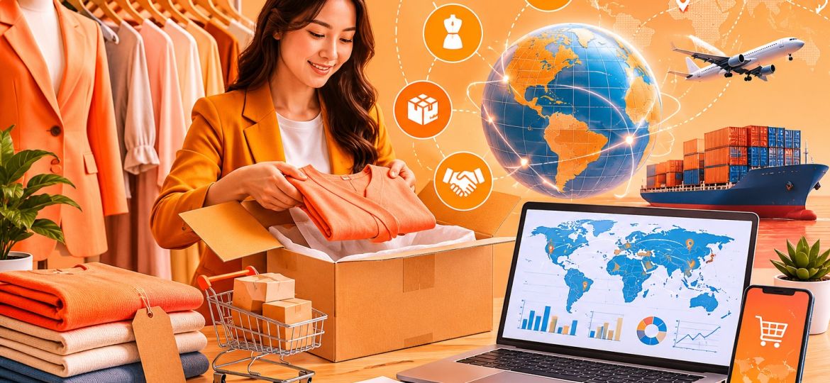 Pelaku usaha fashion lokal menyiapkan produk untuk ekspor internasional melalui marketplace digital dan perdagangan global