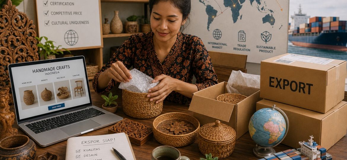 Exporthub.id- Penjual kerajinan tangan Indonesia menembus pasar ekspor dunia melalui ExportHub.id