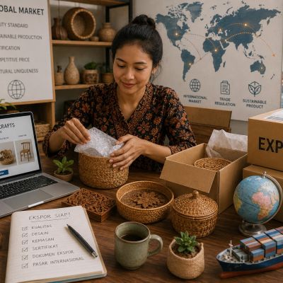 Exporthub.id- Penjual kerajinan tangan Indonesia menembus pasar ekspor dunia melalui ExportHub.id