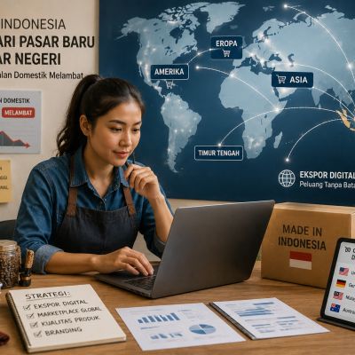 Pelaku UMKM Indonesia memanfaatkan ekspor digital untuk mencari pasar luar negeri saat penjualan domestik melambat