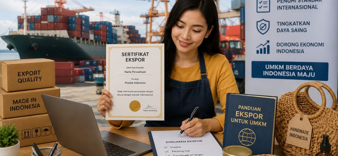 Exporthub.id - Dokumen sertifikasi ekspor sebagai syarat utama UMKM Indonesia untuk menembus pasar internasional secara profesional.